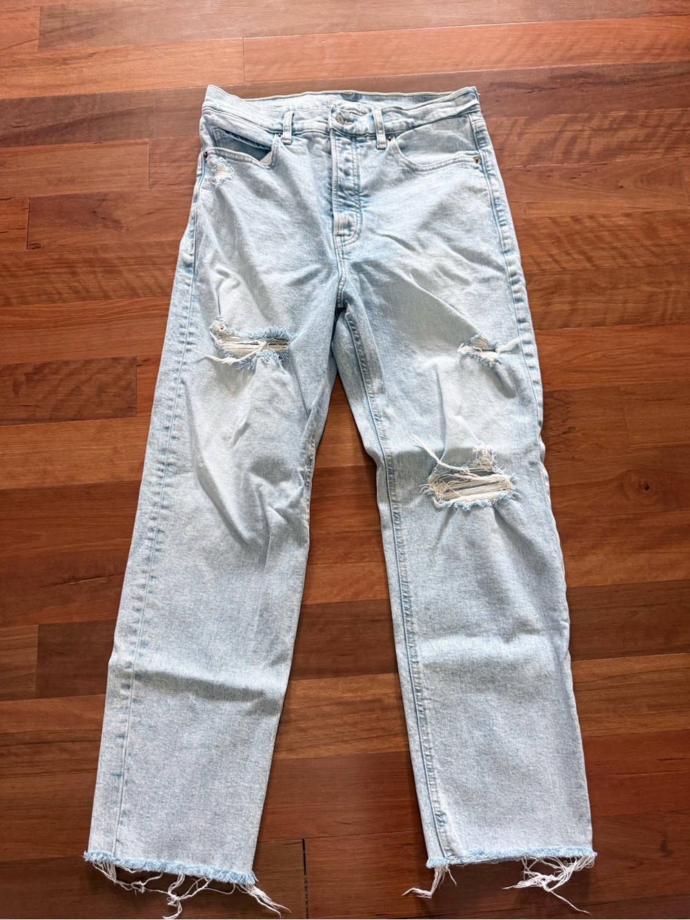 Old Navy Light Wash High-Rise Distressed Straight Jeans